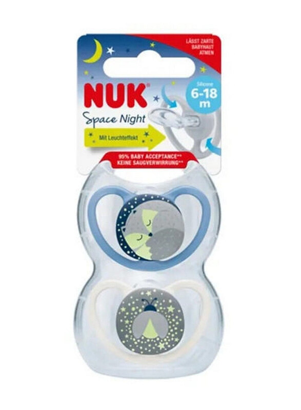 

NUK Space Night Silicone Soother, 2 Pieces