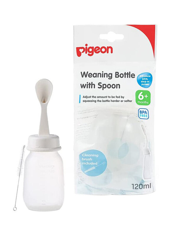 

Pigeon Weaning Bottle with Spoon, 120ml, Clear/White