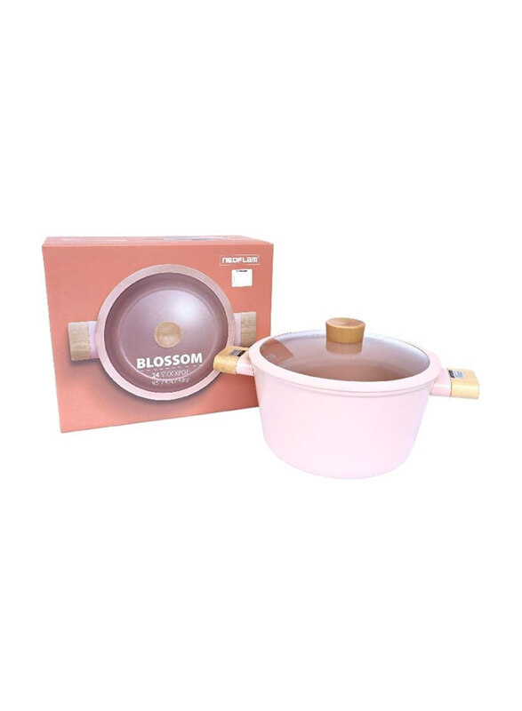 

Neoflam 4.8 Ltr Blossom Forged Round Casserole with Cover, BLOSSOM24, Pink