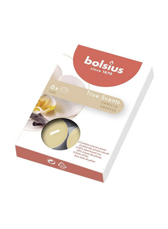 

Bolsius True Scents Vanilla Tealight, 6 Pieces, White