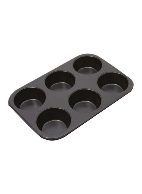 Fackelmann 29 cm 6-Cup Rectangular Shape Muffin Pan, 29 x 19 cm, Black/Pink