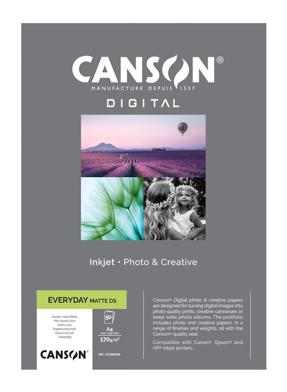 

Canson Digital Everyday Double Sided Matt, 50 Sheets, A4 Size, Multicolour