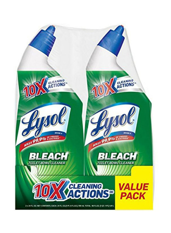 Lysol Complete Clean Toilet Bowl Cleaner with Bleach, 2 Bottles x 24 ounce