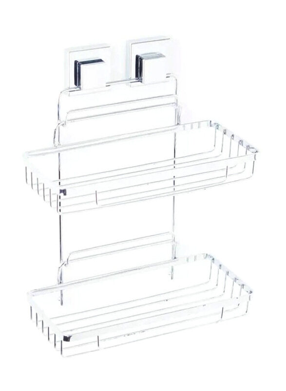 

Smartloc Vaccum Suction Bathroom Rack with Two Shelves, Silver