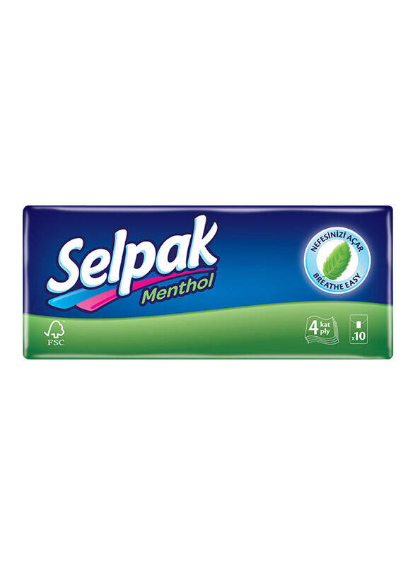 Selpak Menthol Facial Pocket Tissue, 4 Ply x 10 Sheets