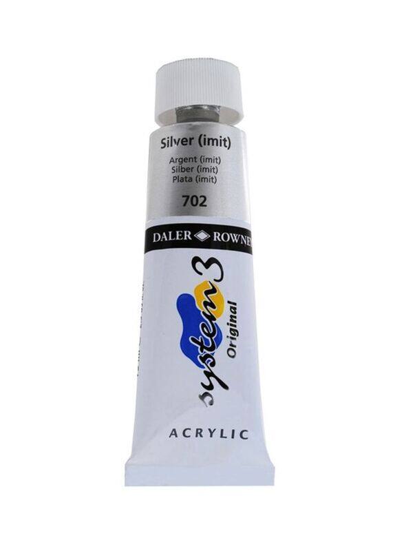 Daler Rowney 702 System 3 Acrylic Colour, 75ml, Silver