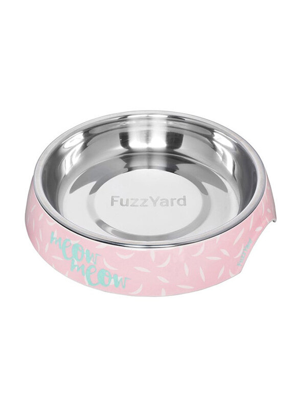 

Fuzzyard Featherstorm Melamine Cat Bowl, 420ml, Pink/Silver