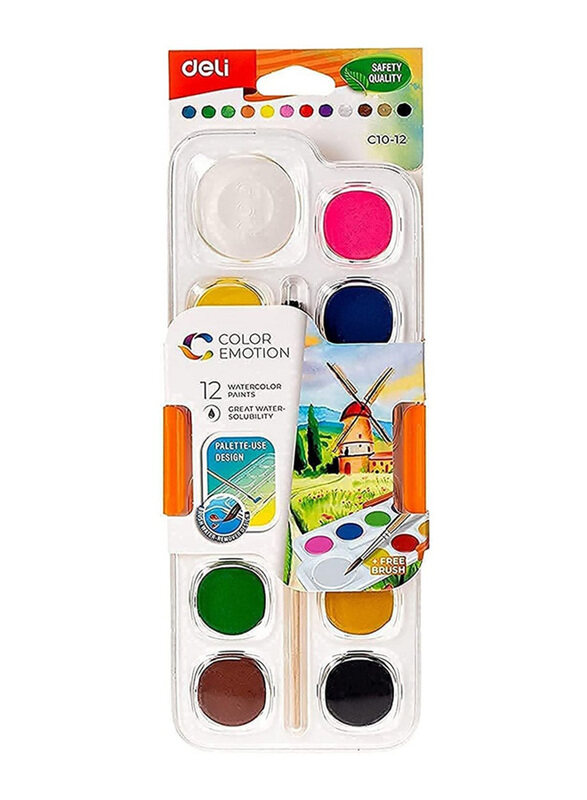 

Deli Colour Emotion Water Paint, 12 Shades, Multicolour