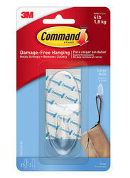 Command Large Holds Hooks Set with Strips, 3 Pieces, Clear