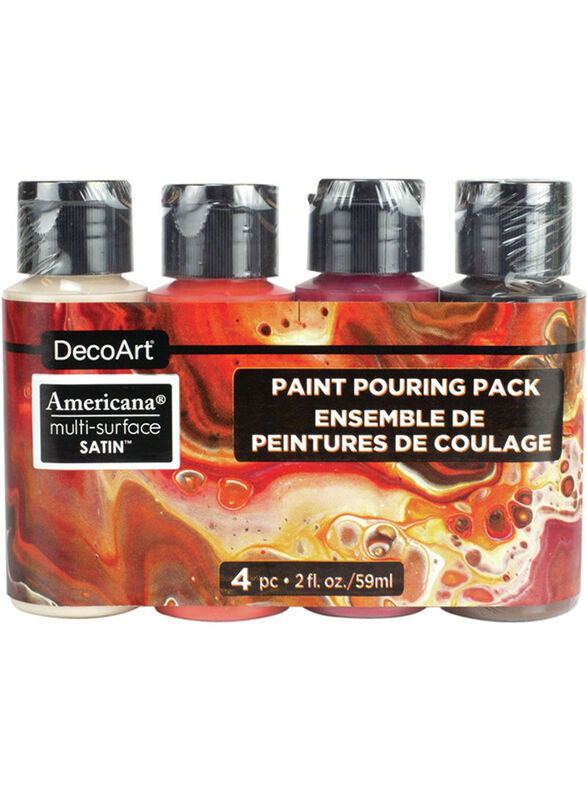 Deco Art 4-Piece Americana Multi-Surface Satin Acrylic Paint Set, 59ml, Multicolour
