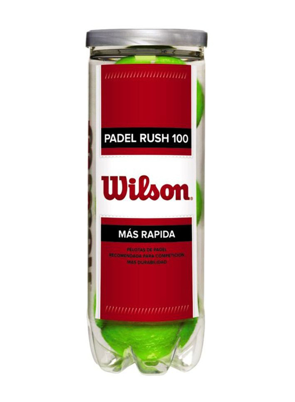 Wilson Padel Rush 100 Tennis Ball, 22.8 x 64.8 x 22.6cm, 3-Pieces, Green