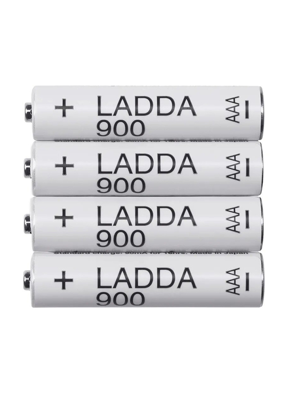 Ladda HR03 Rechargeable Battery Set, 900mAh, 4 Piece, White