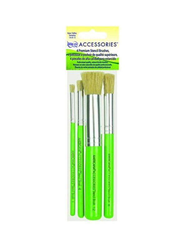 

DecoArt Americana Premium Stencil Brush Set, 4 Pieces, Green/Silver/Beige