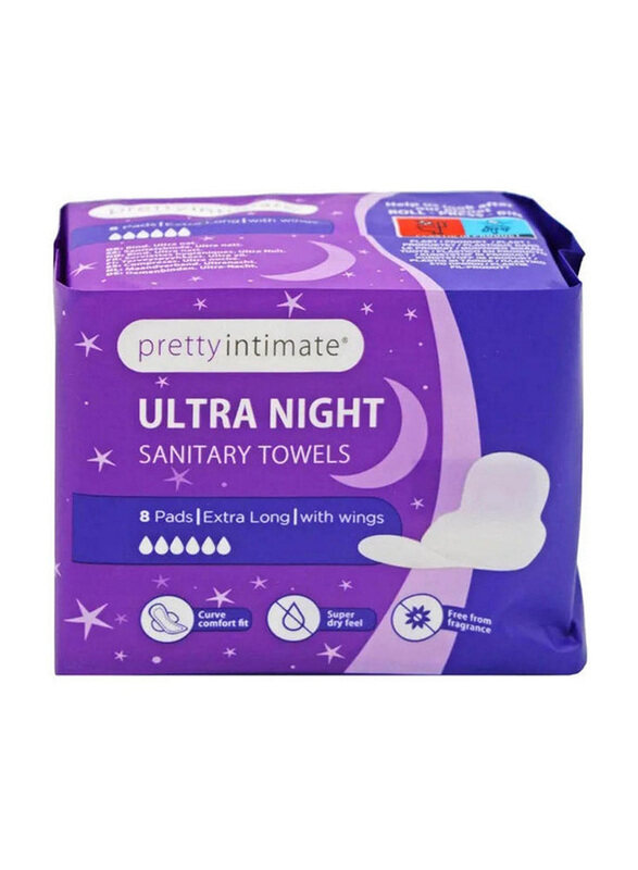

Pretty Intimate Ultra Night Sanitary Towels, 8 Pieces