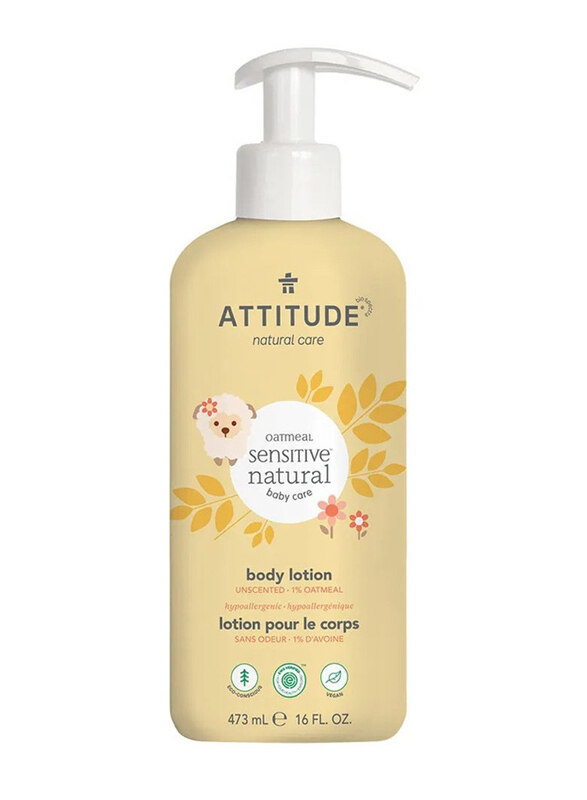 

Attitude 473ml Oatmeal Sensitive Natural Baby Care Body Lotion Unscented With 1% Oatmeal, Yellow