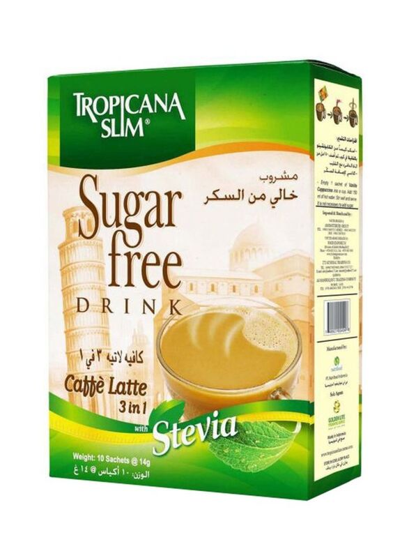 Tropicana Slim 3-In-1 Sugar Free Caffe Latte Drink with Stevia, 140g