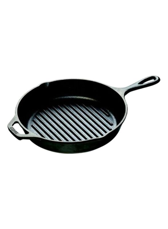 Lodge 26cm Cast Iron Grill Pan, Black