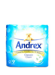 Andrex Classic Clean Toilet Paper Roll, 9 Rolls