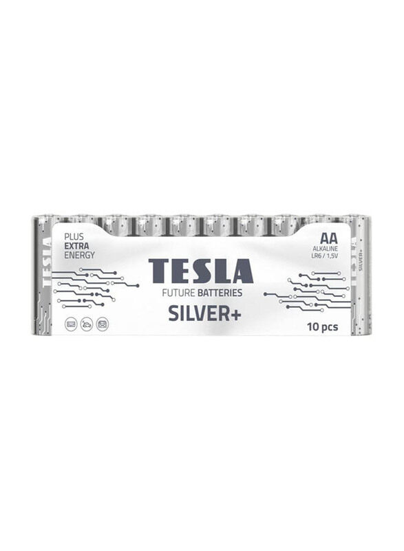 

Tesla AA Alkaline Batteries, 10 Pieces, Silver