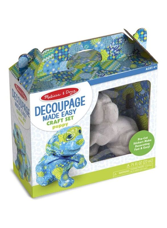 Melissa & Doug Decoupage Made Easy Puppy Craft Set, Blue/Green