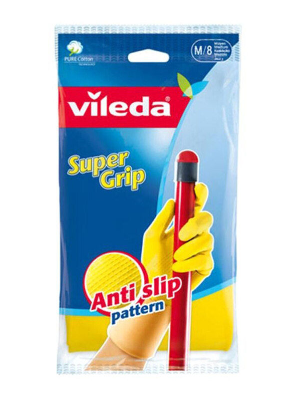 

Vileda Pair Of Super Grip Anti-Slip Gloves, Yellow, 8 inch