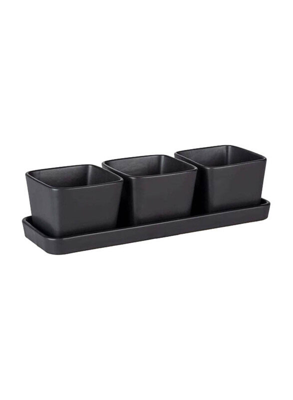 

Wenko 3 x 300ml Snack & Dip Bowls with Matt Tray, Black