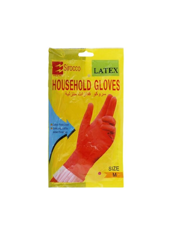 Sirocco Medium Size Latex Household Gloves, Red