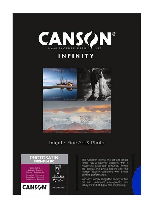 

Canson Infinity Photosatin Premium Satin, 25 Sheets, A3 Size