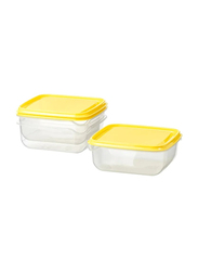 Pruta 3-Piece Food Container Set, Yellow/Clear