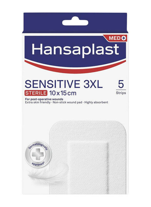 

Hansaplast Sensitive 3XL Sterile Nonsticky Compress, 5 Strips