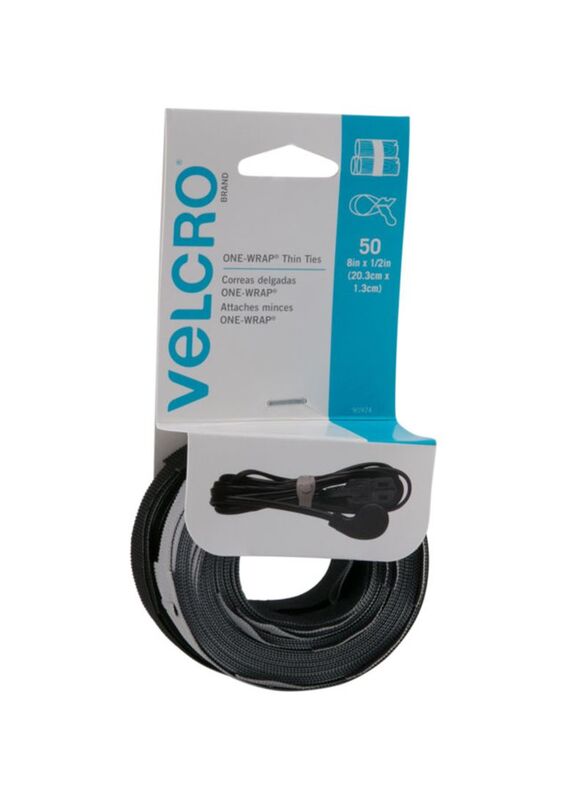 

Velcro 50 Pieces One Wrap Ties, Black