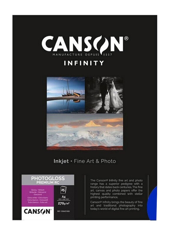 

Canson Infinity Photogloss Premium RC Glossy A4 Paper, 270 GSM, 25 Sheets, White