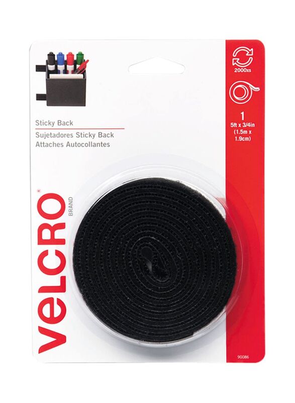 Velcro 3/4-Inch Sticky Back Hook And Loop Fastener Tape, Black