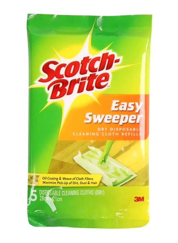 

3M Scotch Brite Easy Sweeper Dry Disposable Cleaning Cloth, 5-Piece, Green