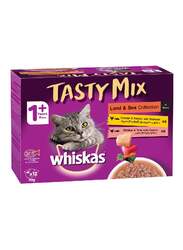 Whiskas Tasty Mix Land And Sea Wet Food for Cats, 12 x 70g