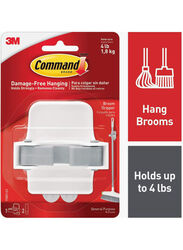 3M Command Damage Free Hanging Broom Gripper, 8.5 x 7.9cm, White/Grey
