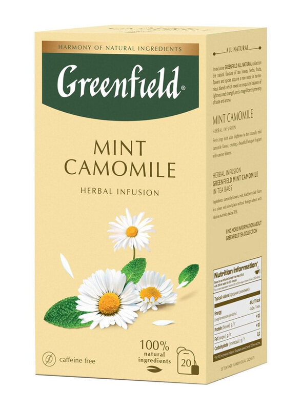 

Greenfield Mint Camomile Herbal Infusion Tea Bags, 30g, 20 Tea Bags