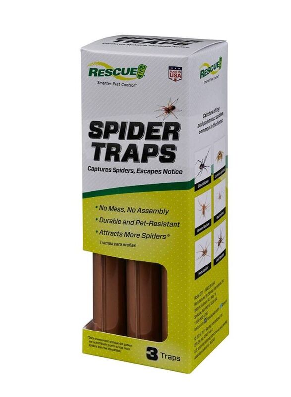 Rescue Non-Toxic Spider Traps, 7.5 x 2.5 x 2.5inch, 3 Piece, Brown