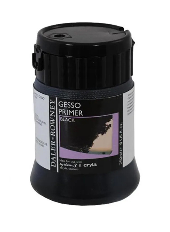 Daler Rowney Gesso Primer Artists Quality Acrylic Colour, 250ml, Black