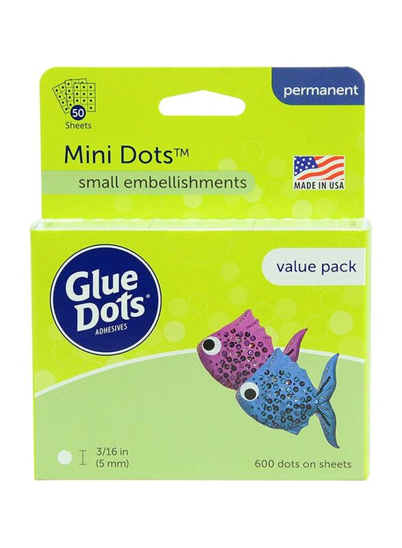 Glue Dots Mini Adhesive Craft Dot, 600 Piece, White