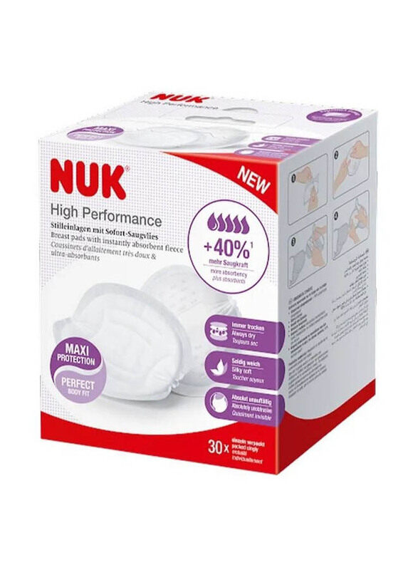 

Nuk High Performance Disposable Breast Pads, 30 Piece, White