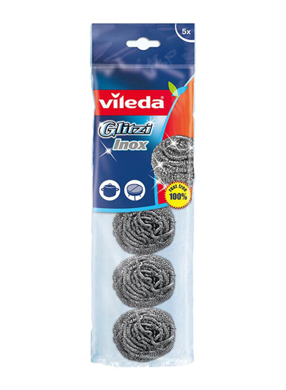 

Vileda Inox Metallic Spiral Dish Washing Scourer, 10.5 x 2.5 x 11cm, 5 Pieces