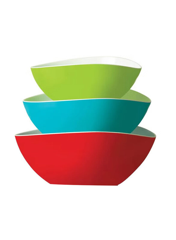 

Cosmoplast 3-Piece Plastic Teardrop Bowl, IPMIXX155, Multicolour
