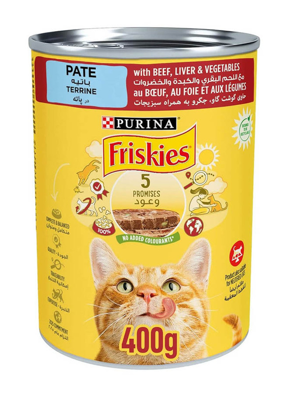 

Purina Friskies Beef Liver & Vegetables Pate Cat Wet Food, 400g