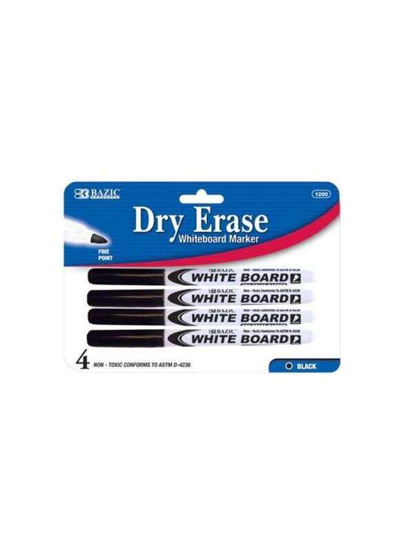 

Bazic 4-Piece Dry-Erase Whiteboard Markers, Black/White