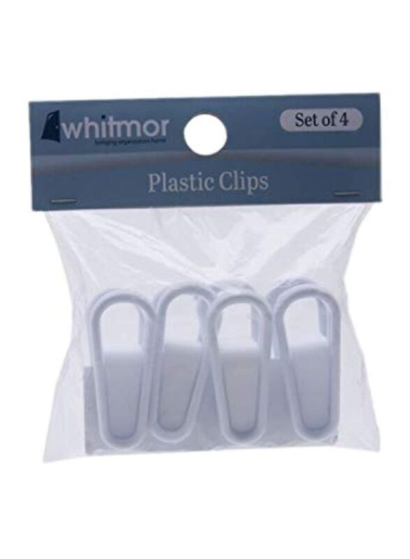 Whitmor Plastic Clothes Clip Set, 4 Piece, White