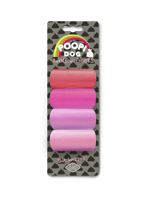 Ebi Poopi Dog Rainbow Bags, 4 Pack, Pink