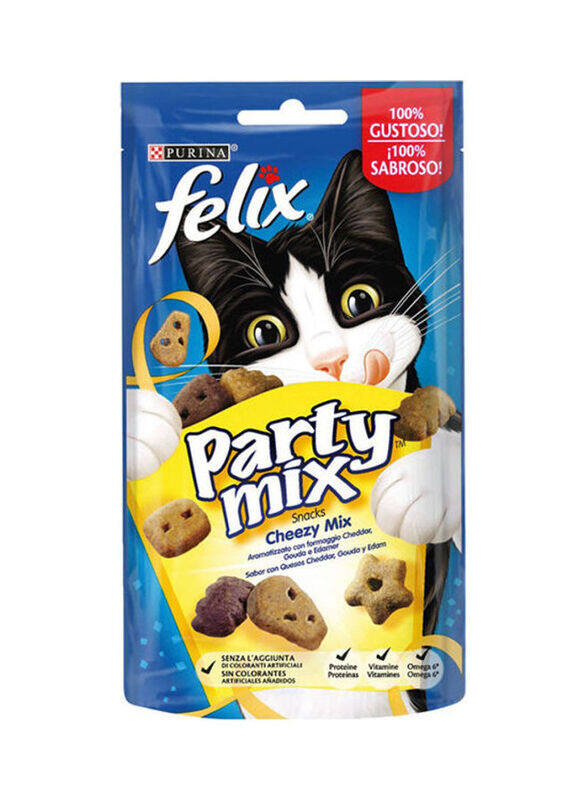 

Purina Felix Party Mix Cheezy Snacks Dry Food for Cats, 60g