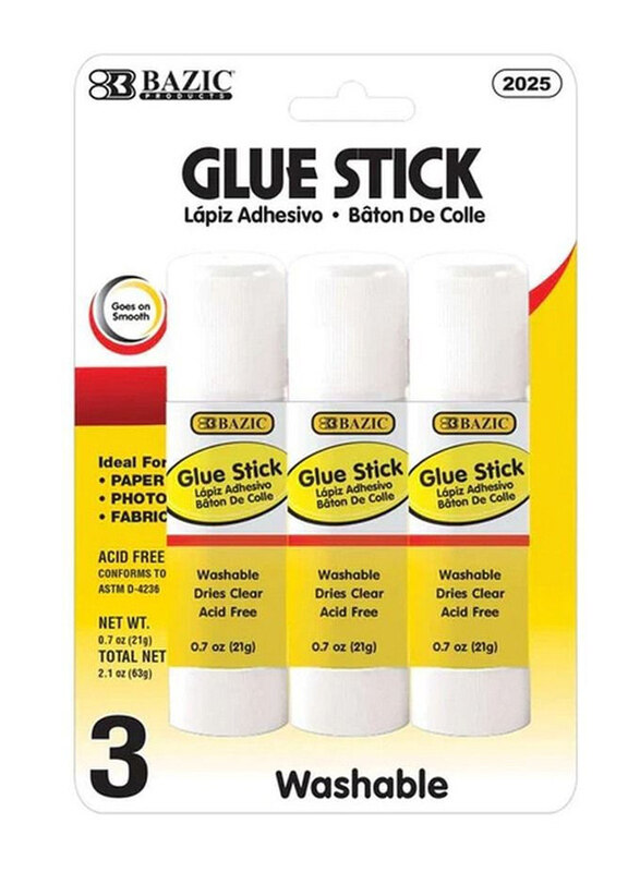 

Bazic All Purpose Glue Stick, 3 x 63g, White