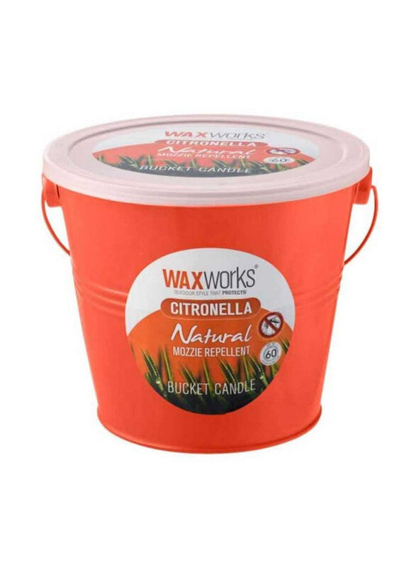 

Waxworks Metal Bucket Citronella 60 Hours Candle, 2 Liter, Orange
